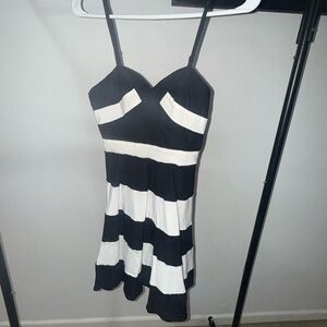 Harper Black and White Striped Mini Dress